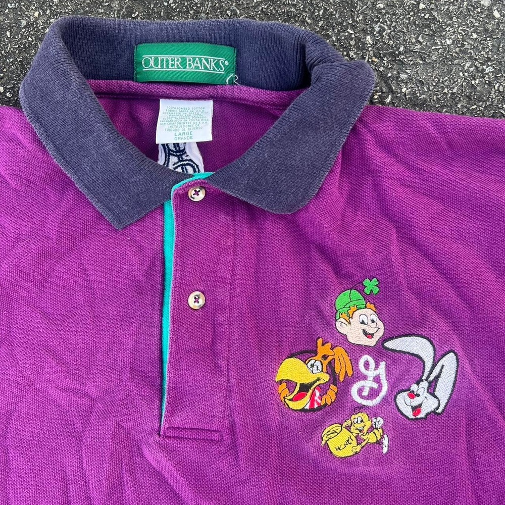 1990s Embroidered Kellogg Cereal Polo Shirt size L
